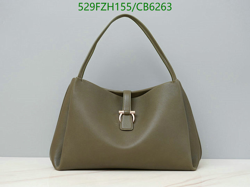 Salvatore Ferragamo Essential Olive Green Leather Handbag, 38*26*17CM