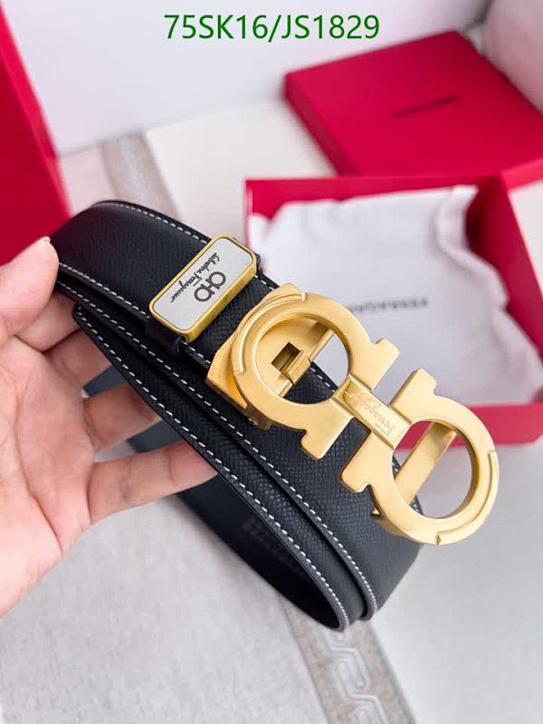 Salvatore Ferragamo Men's Leather Belt with Golden Buckle - JS1829