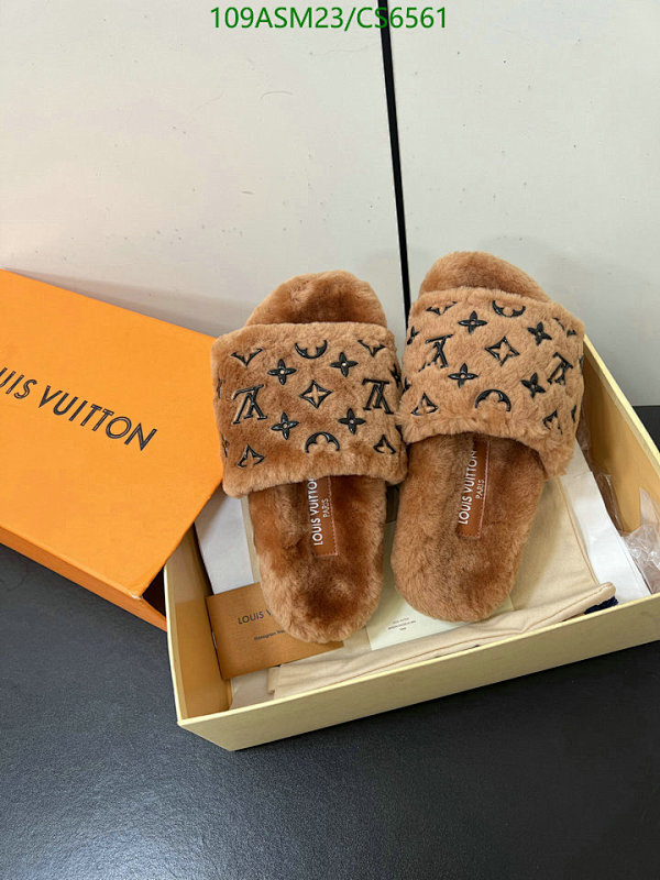 Louis Vuitton Women's Wool Feel Flat Mules Slides Slippers, Brown Monogram
