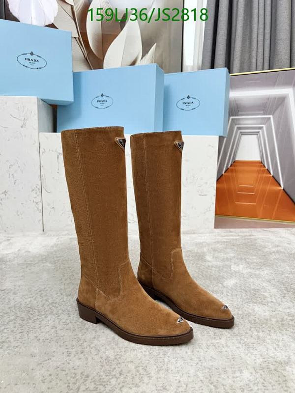 Prada Women's Knee High Boots in Brown Suede, Luxury Designer Shoes