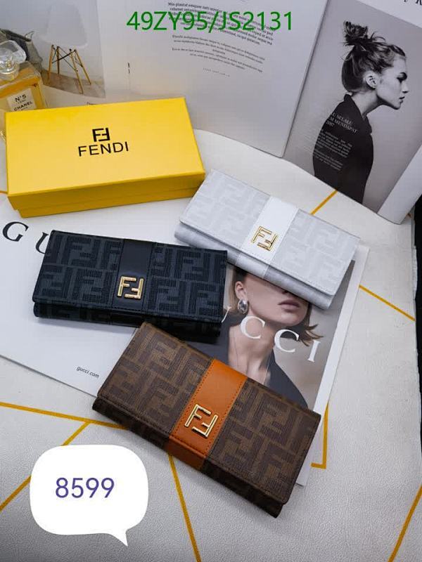 Fendi Wallet Cowhide Leather with Iconic FF Logo, Stylish and Functional