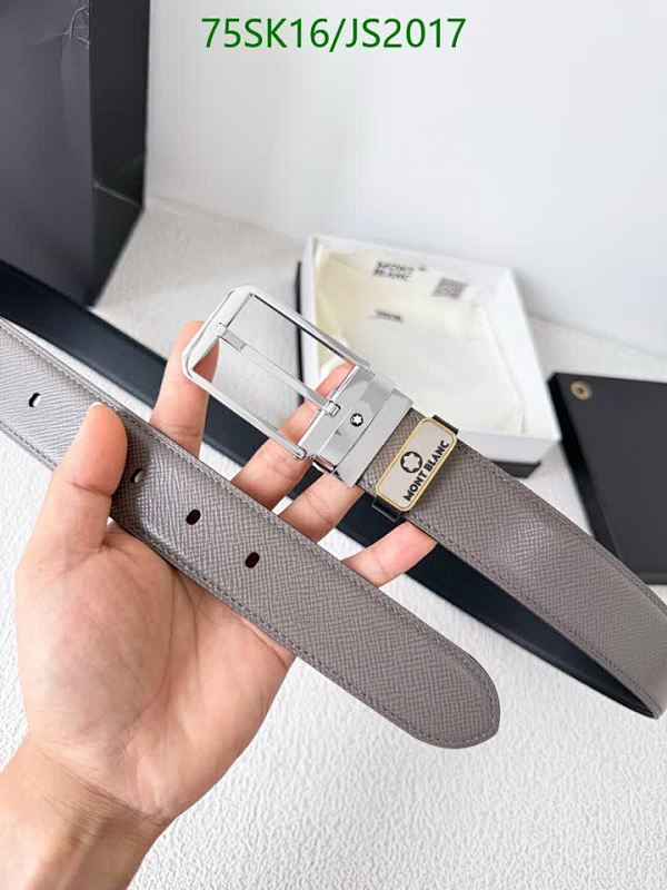 Montblanc Leather Belt - Gray Cowhide, 3.5cm Width, Adjustable Lengths