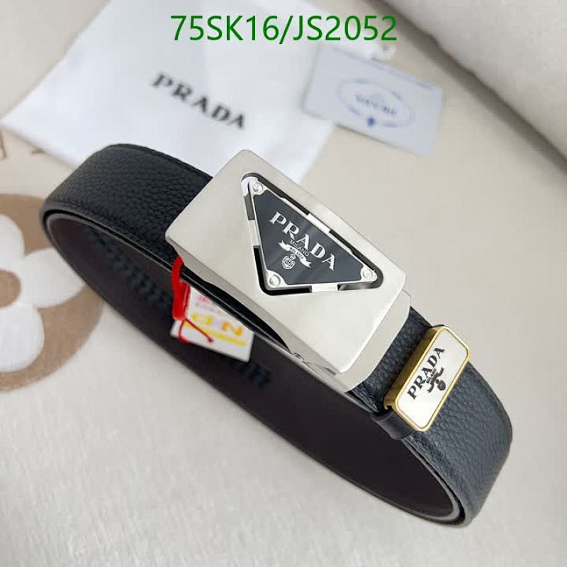 Prada Belt For Men | Cowhide Leather With Silver Buckle | JS2052