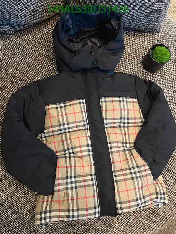 Burberry Kids Black Check Padded Hooded Down Jacket, Size 110-170