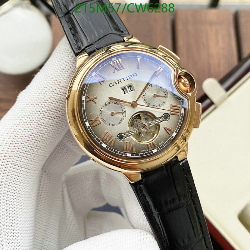 Cartier Ballon Bleu Automatic Watch - Gold Tone, Black Leather Strap, 44mm