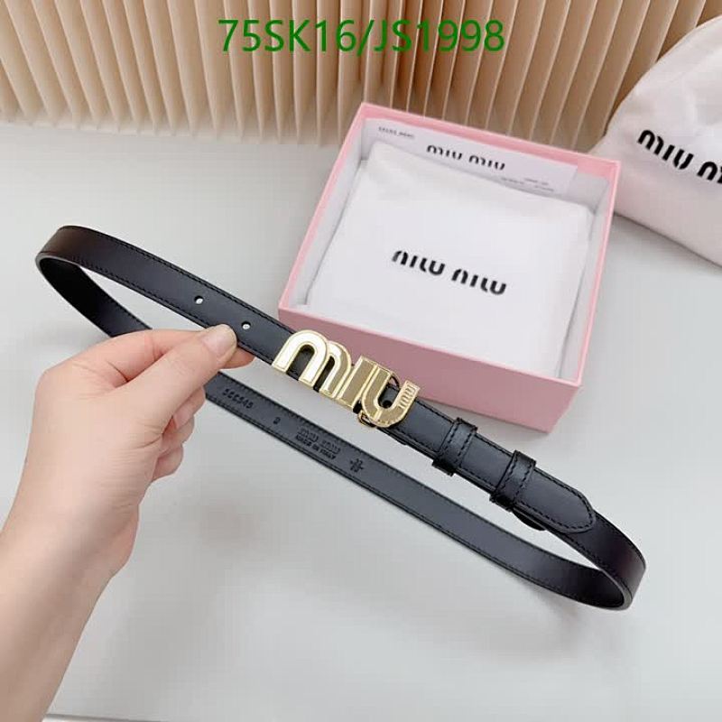 Miu Miu Women's Leather Belt with Logo Buckle, Black, JS1998