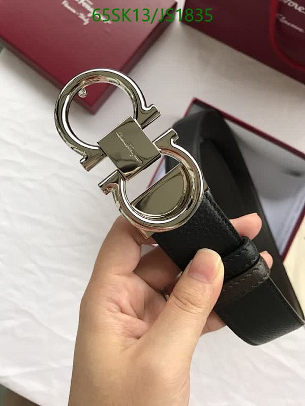 Salvatore Ferragamo Men's Black Leather Belt with Silver Double Gancini Buckle