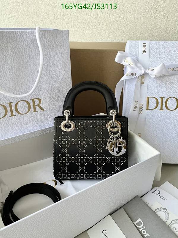 Dior Lady Dior Micro Bag Black Satin and Genuine Leather, 17 x 15 x 7 cm