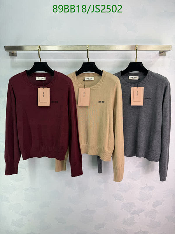 Miu Miu Wool Sweater Crew Neck Long Sleeve Pullover for Women - JS2502