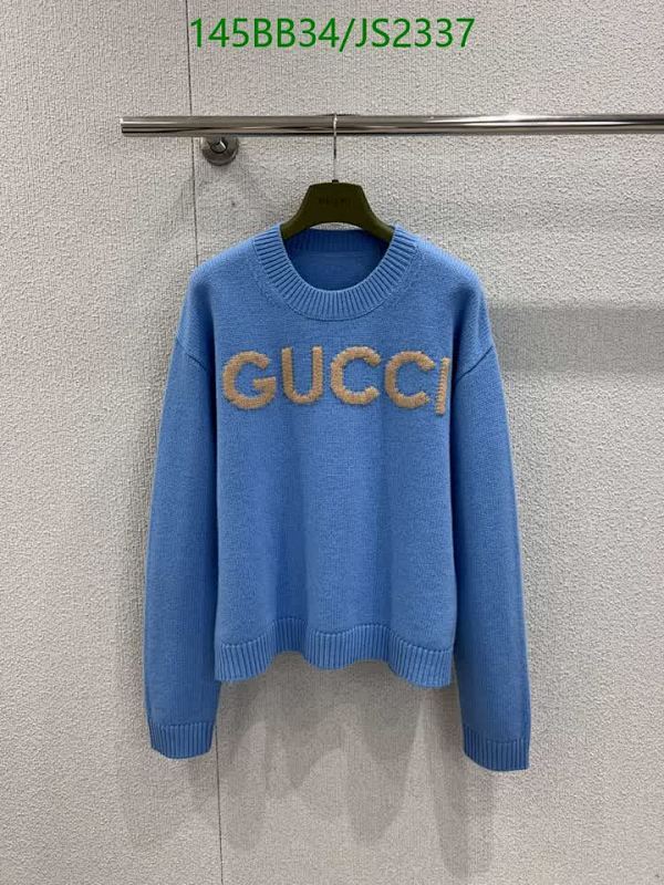 Gucci Wool Sweater Blue with Logo,Fashionable and Cozy, Sizes S-M-L