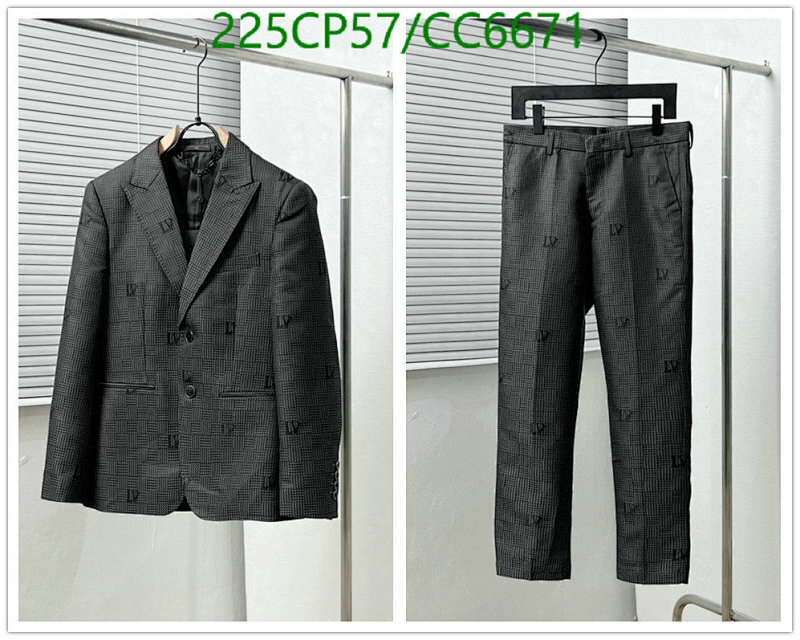 Louis Vuitton Men's Gray Checkered Suit with LV Monogram - CC6671