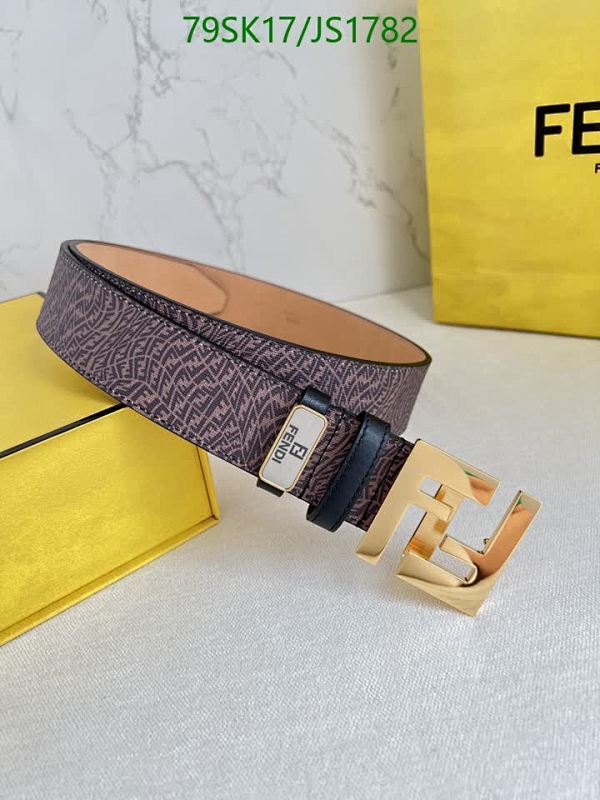 Fendi Brown Cowhide Leather Belt with FF Logo Buckle, 4.0cm Width