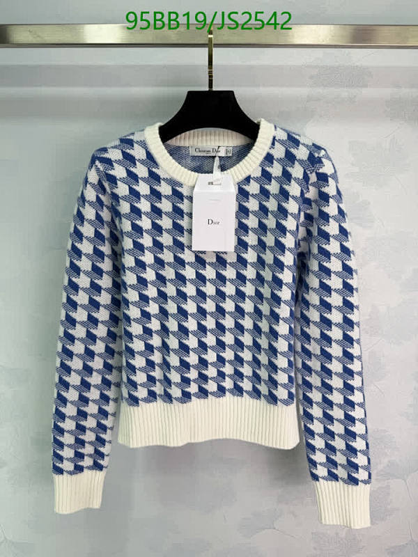 Dior Women's Blue & White Houndstooth Wool Sweater - Sizes S, M, L
