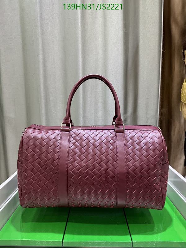 Bottega Veneta Burgundy Leather Duffel Bag, Top Handle, 46x28x20cm