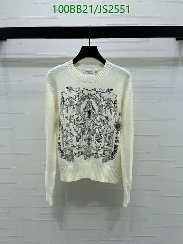 Christian Dior Wool Sweater with Intricate Pattern, Crew Neck, Long Sleeves