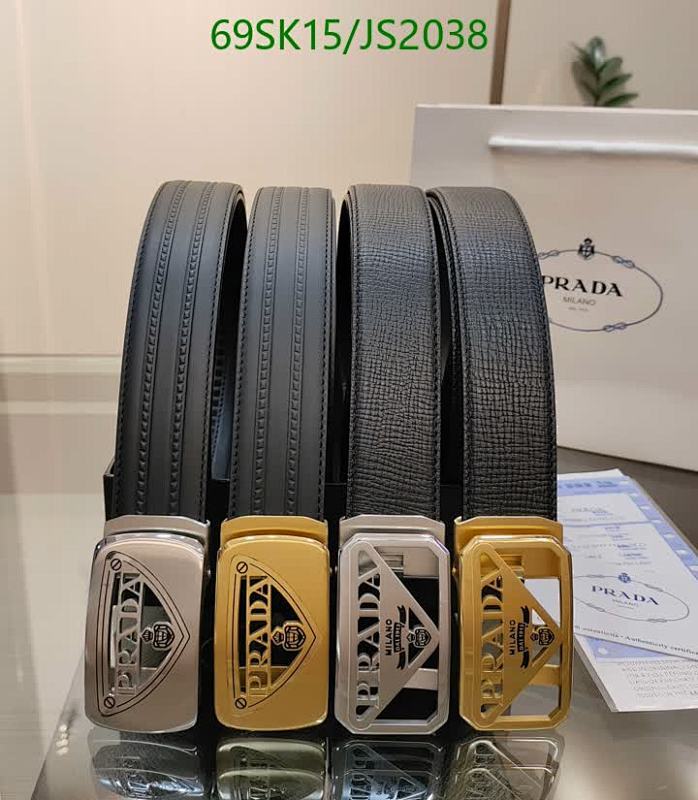 Prada Belts for Men | Cowhide Leather Belt with Designer Buckle, JS2038