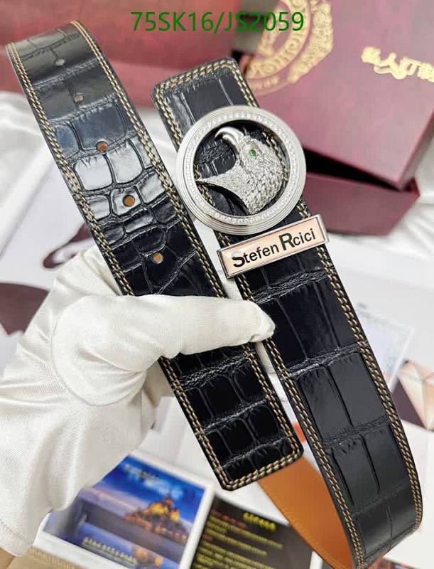 Stefen Rcici Men's Black Alligator Leather Belt with Eagle Buckle