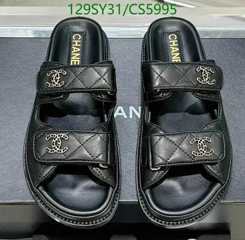 Chanel Women's Black Leather Sandals With CC Logo, Comfortable and Stylish
