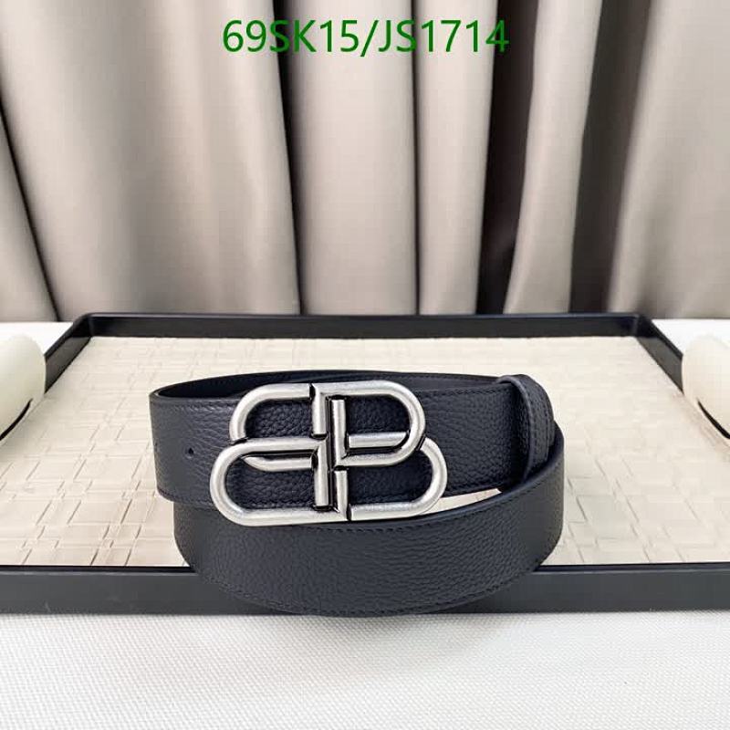 Balenciaga Belt for Men, Cowhide Leather with Silver-Tone Buckle, Width 3.8cm