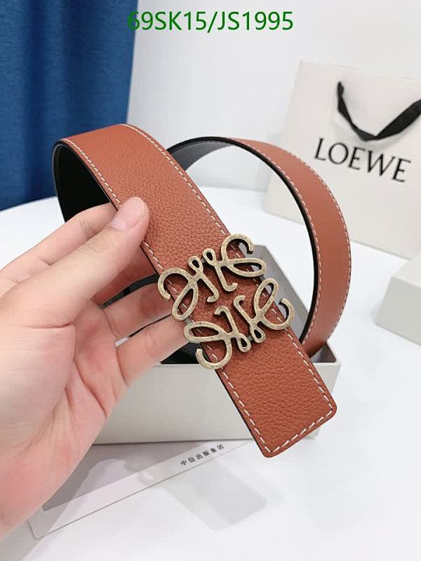 Loewe Women's Brown Leather Belt with Signature Logo Buckle, 3.8cm Width