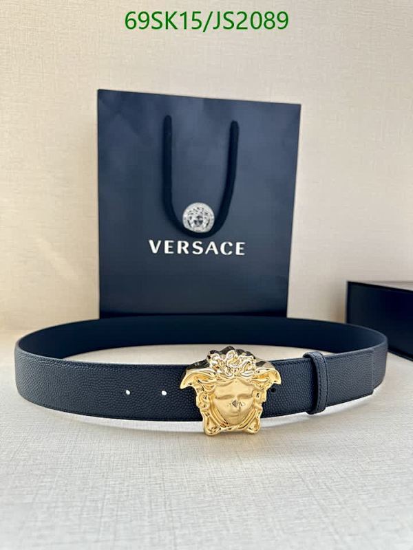 Versace Leather Belt with Medusa Buckle, JS2089, Cowhide, 4.0cm Width