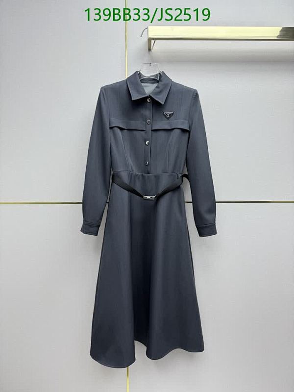 Prada Cotton Midi Dress with Belt - Elegant and Stylish, Sizes S-M-L