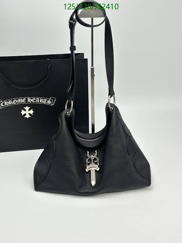 Chrome Hearts Black Leather Shoulder Bag,37*24*12CM, JS2410