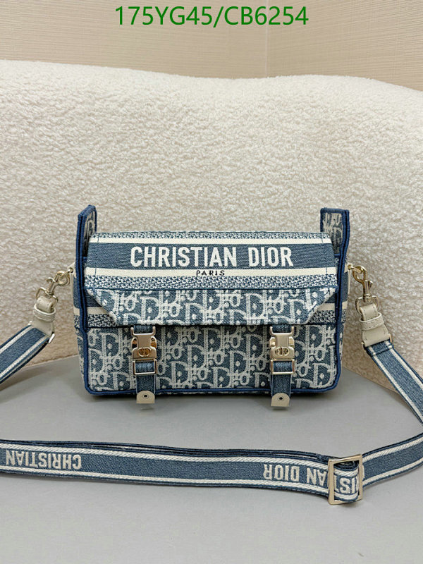 Christian Dior Blue Embroidered Canvas Bobby East-West Bag, 23*15*8CM