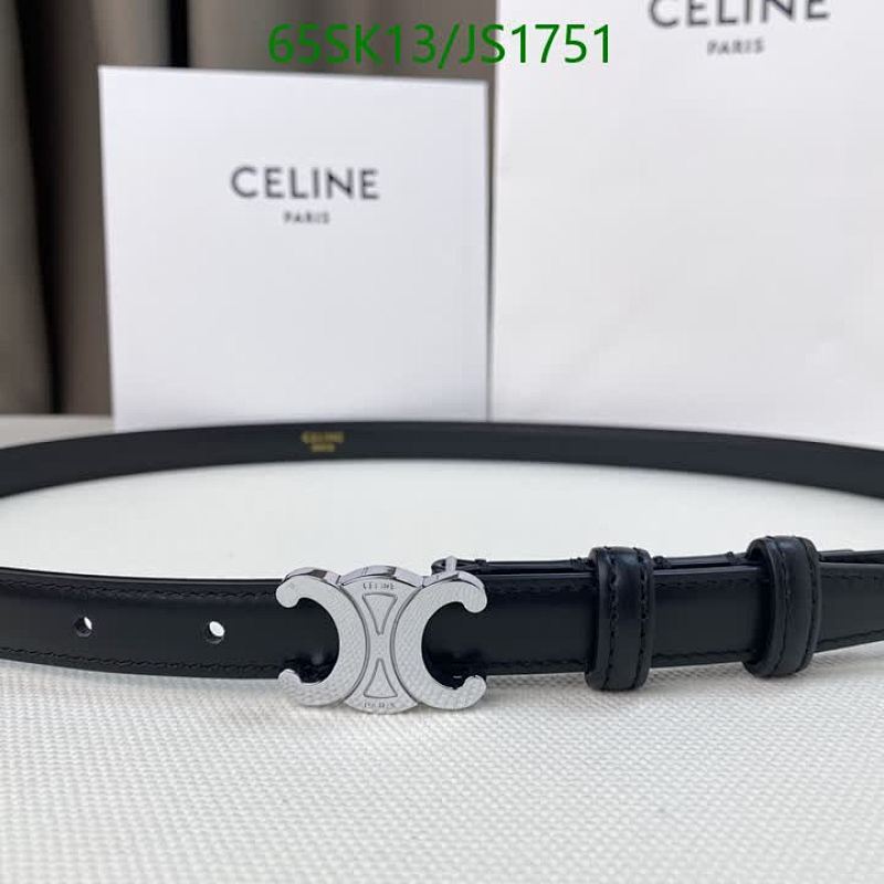 Celine Women's Black Cowhide Leather Belt with Triomphe Buckle