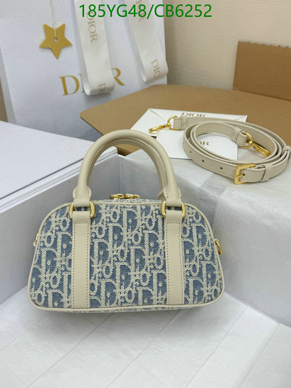 Dior Blue Embroidered Canvas and Leather Bowling Bag, 20.5 cm