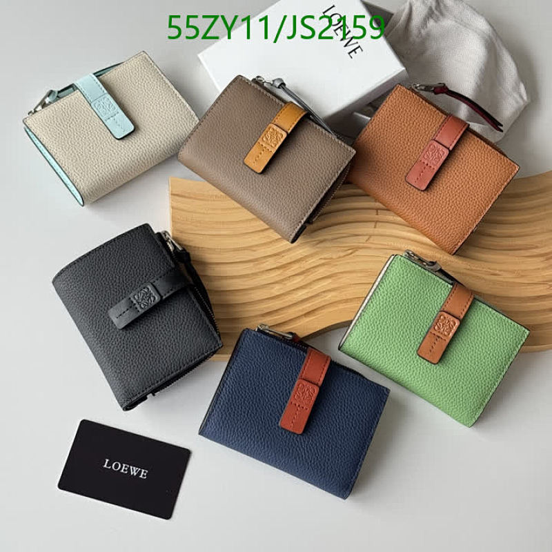 Loewe Compact Wallet in Grain Calfskin Leather, Zip Around Closure