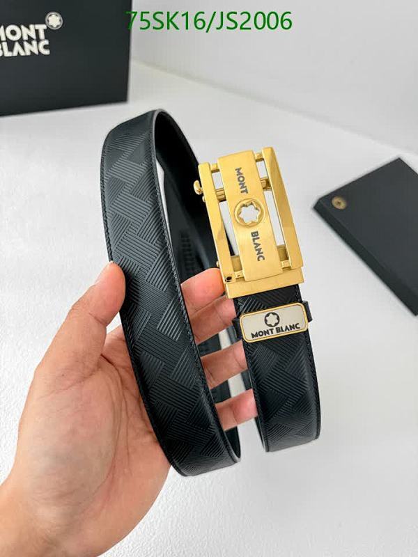 Montblanc Men's Black Cowhide Leather Belt with Gold-Tone Buckle