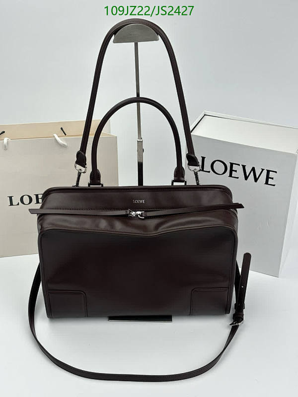 Loewe Genuine Leather Handbag, Brown, 35x25x11.5 cm, Stylish and Functional