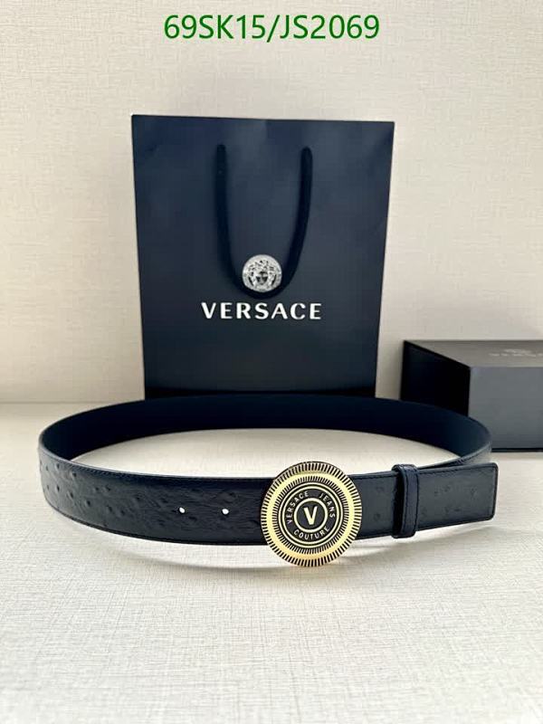 Versace Jeans Couture Belt - Cowhide Leather with Round Buckle - JS2069