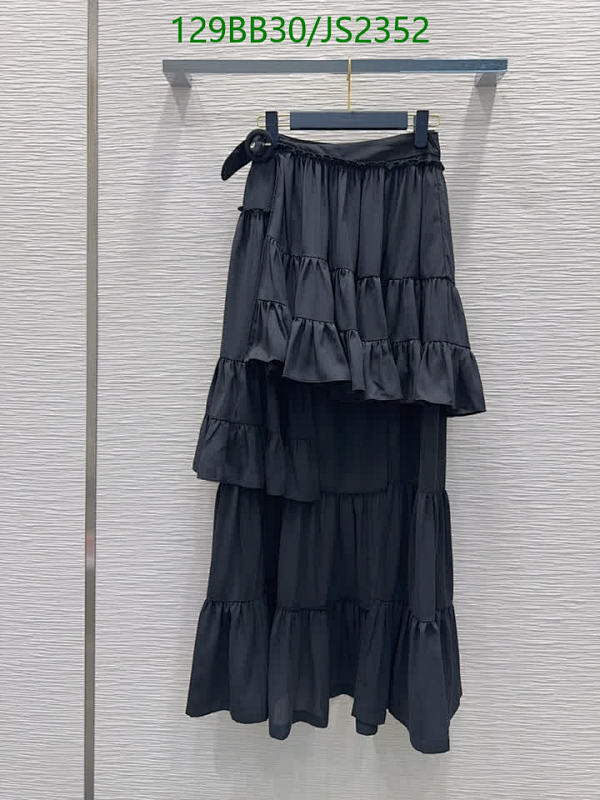 Louis Vuitton Tiered Ruffle Midi Skirt, Polyester, Black, JS2352