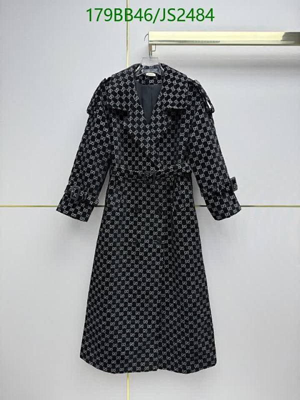 Gucci Women's Black Polyester Belted Trench Coat with Monogram Pattern