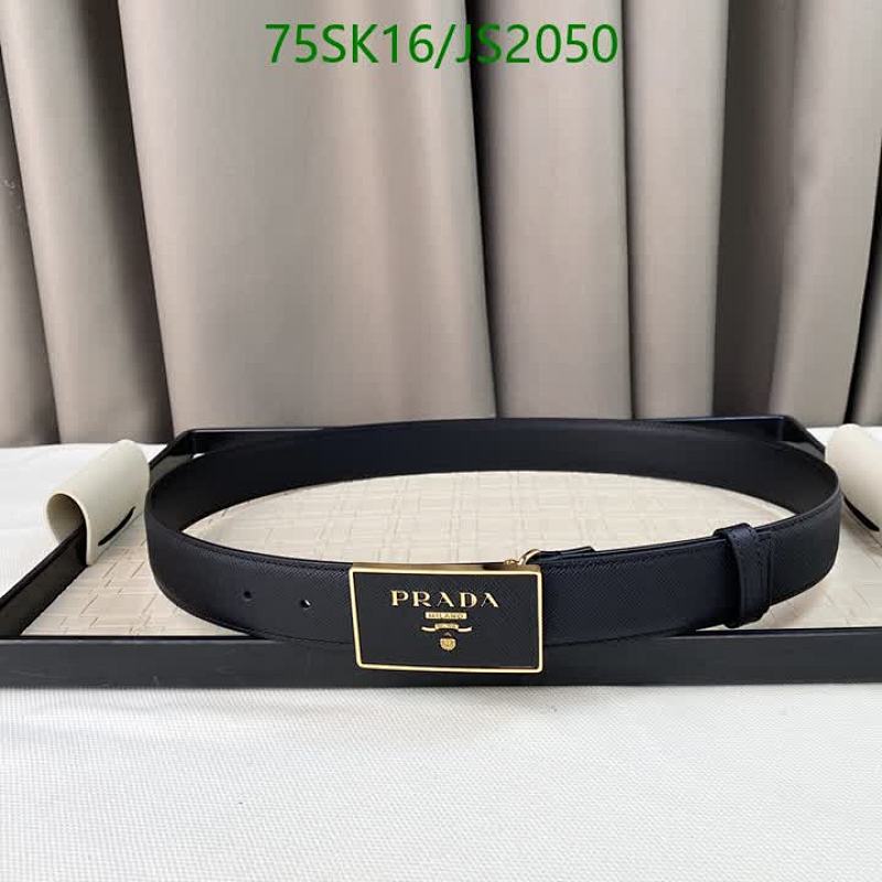 Prada Men's Leather Belt with Gold Buckle | Classic Style | JS2050