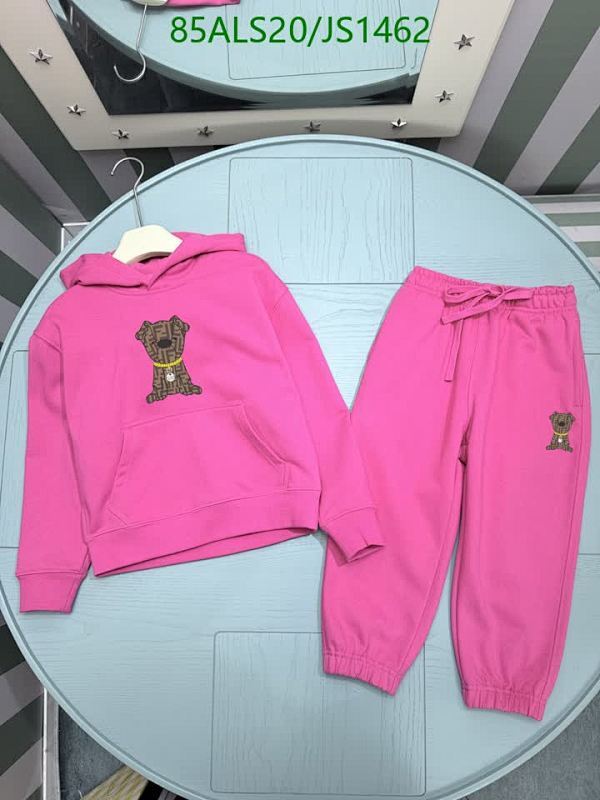 Fendi Kids Pink Cotton Blend Tracksuit with Logo Dog Print, Size 110-150