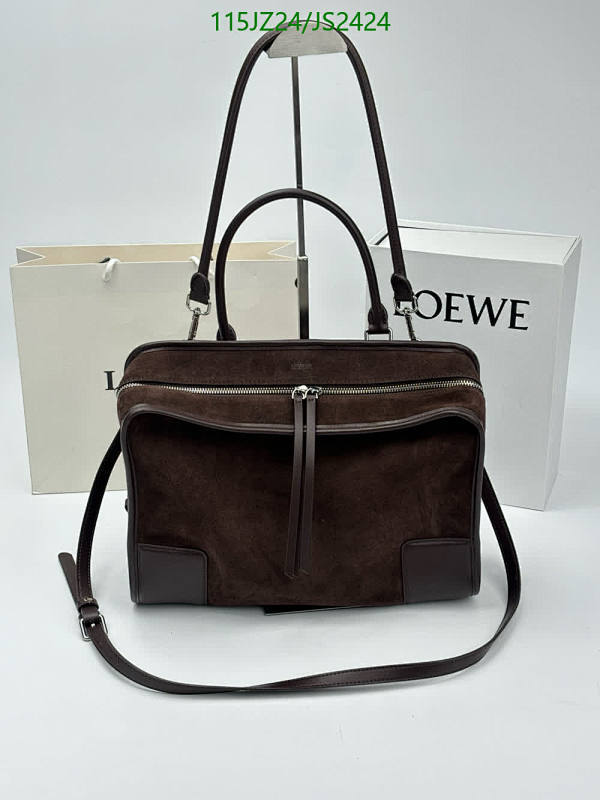 Loewe Brown Suede Leather Handbag, 35x25x11.5 cm, Perfect for Everyday Use