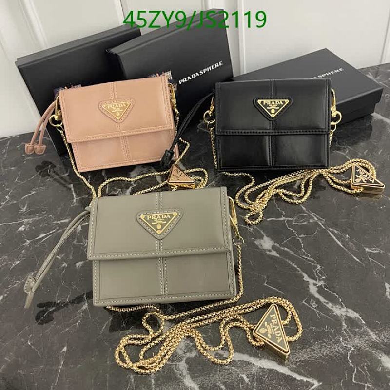 Prada 312 Genuine Leather Wallet with Chain Strap - Stylish & Compact