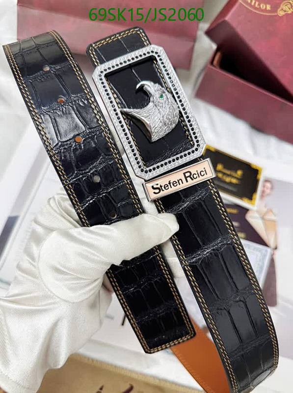 Stefen Rcici Black Alligator Leather Belt With Eagle Buckle For Men, 4.0 cm