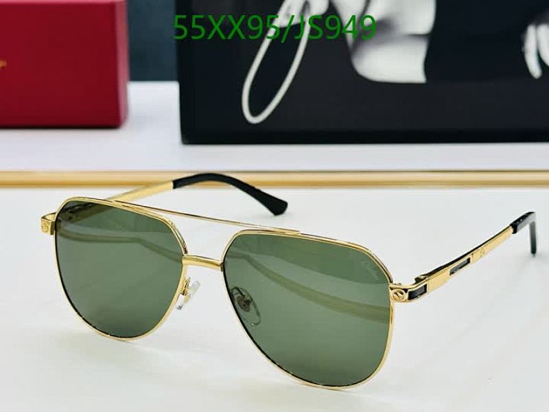 Cartier JS949 Aviator Sunglasses Gold Frame Green Lens - Size 57-15-145