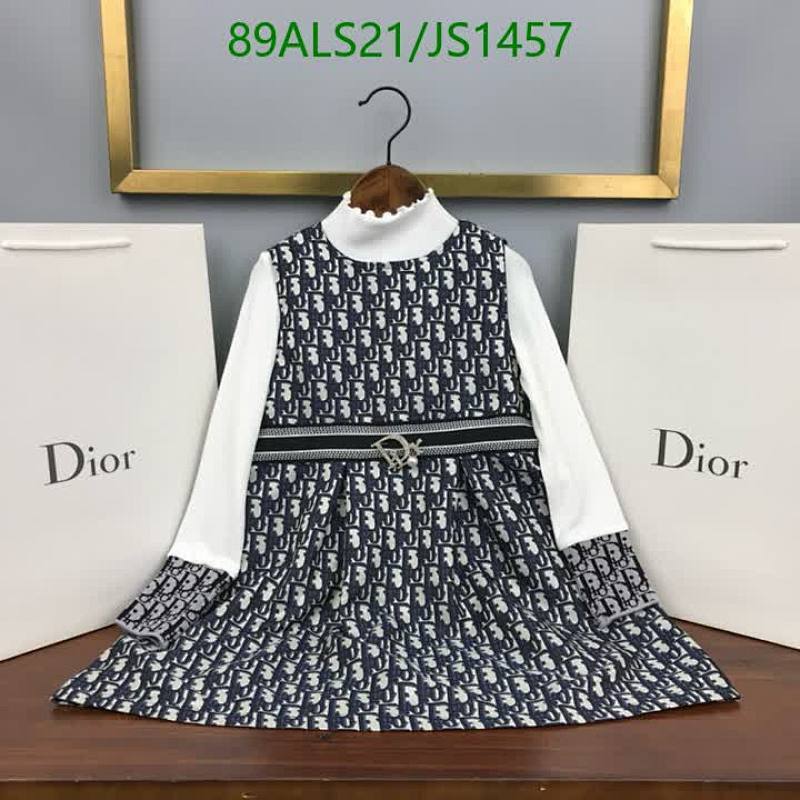 Dior Kids Dress Long Sleeve Patterned, Size 90-160, Stylish and Comfortable
