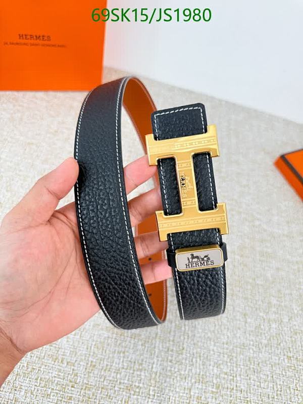 Hermes Belt for Men, 3.8cm Cowhide Leather Strap, Gold Buckle - JS1980