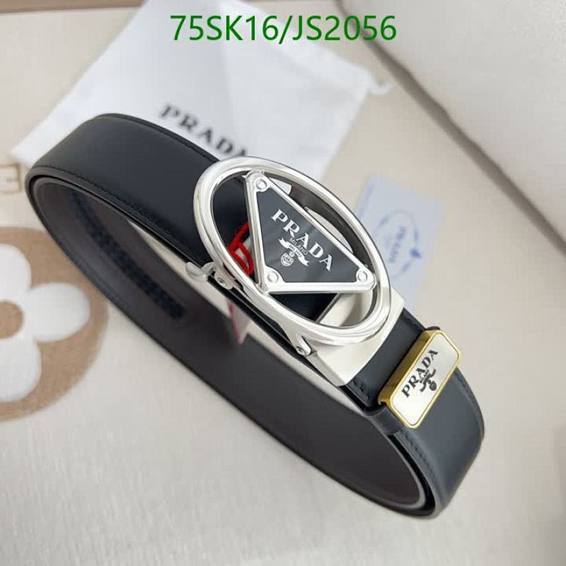 Prada Belt with Iconic Logo Buckle in Black Cowhide Leather, 3.5cm Width