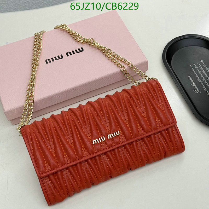 Miu Miu Genuine Leather Wallet on Chain - Elegant Orange Clutch