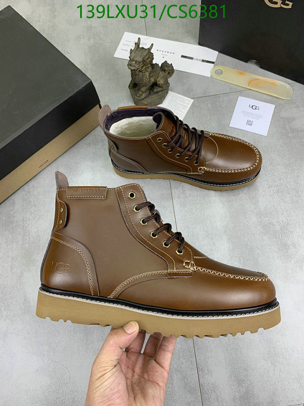 UGG Men's Waterproof Leather Boots Winter Warm Ankle Boots, Brown, EU38-44