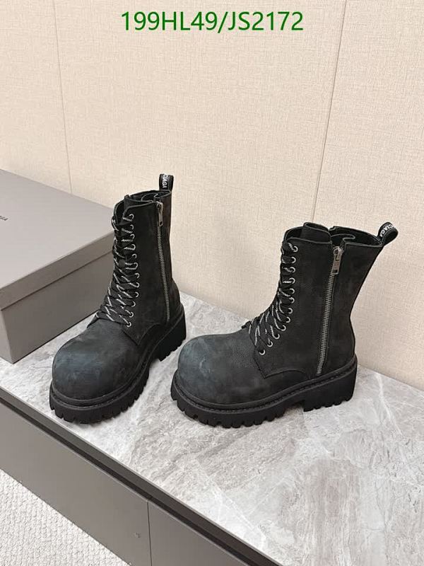 Balenciaga Combat Boots-Lace-Up Leather Ankle Boots-Unisex EU35-45-$199