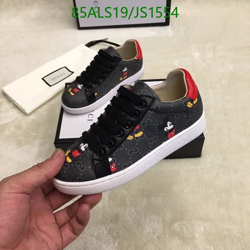 Gucci Kids' GG Mickey Mouse Sneakers, Black Leather, EU23-35