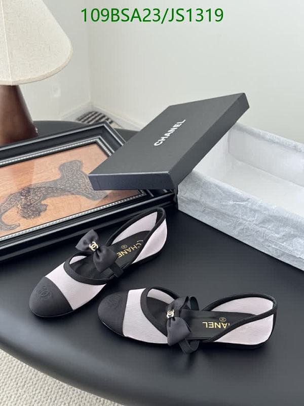 Elegant Chanel Women's Mary Jane Ballet Flats with Bow Detail, Black and White